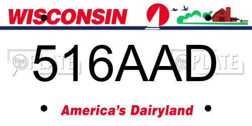 516AAD Wisconsin License Plate