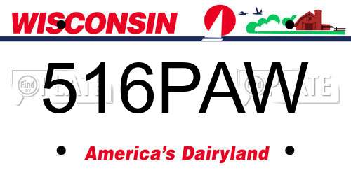 516PAW Wisconsin License Plate