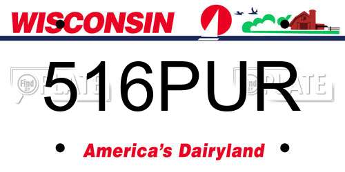 516PUR Wisconsin License Plate