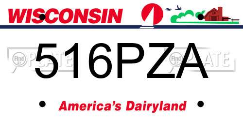 516PZA Wisconsin License Plate
