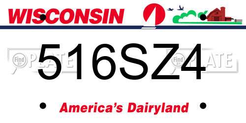 516SZ4 Wisconsin License Plate