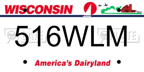 516WLM Wisconsin License Plate