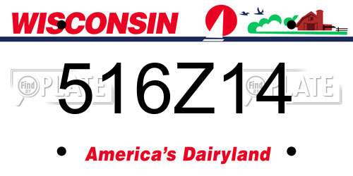 516Z14 Wisconsin License Plate