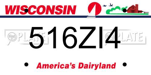 516ZI4 Wisconsin License Plate