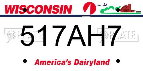 517AH7 Wisconsin License Plate