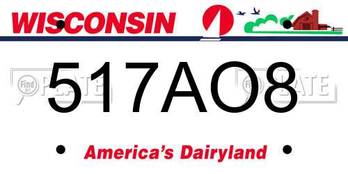 517AO8 Wisconsin License Plate