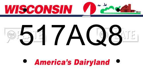517AQ8 Wisconsin License Plate