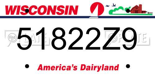 51822Z9 Wisconsin License Plate