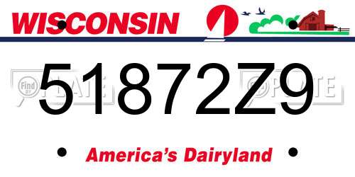 51872Z9 Wisconsin License Plate