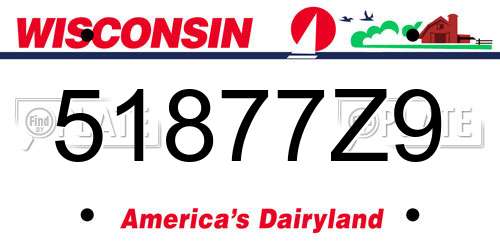 51877Z9 Wisconsin License Plate