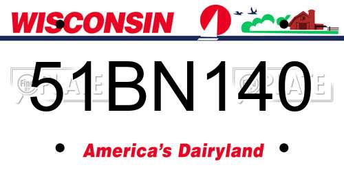 51BN140 Wisconsin License Plate