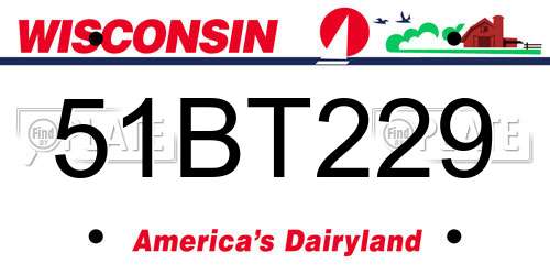 51BT229 Wisconsin License Plate