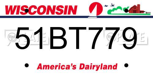 51BT779 Wisconsin License Plate