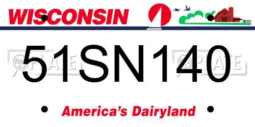 51SN140 Wisconsin License Plate