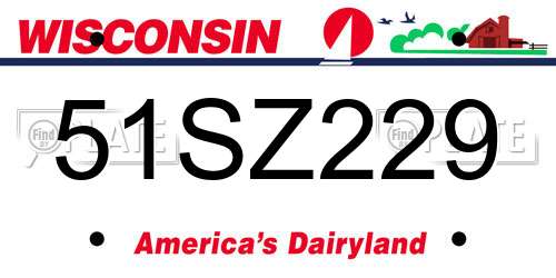 51SZ229 Wisconsin License Plate