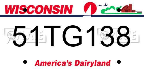 51TG138 Wisconsin License Plate