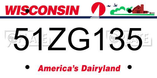 51ZG135 Wisconsin License Plate