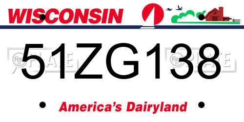 51ZG138 Wisconsin License Plate