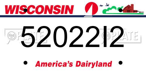 52022I2 Wisconsin License Plate