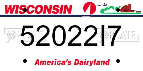 52022I7 Wisconsin License Plate