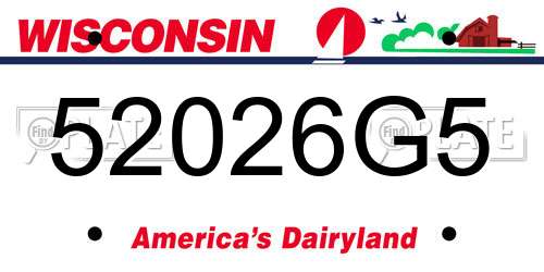 52026G5 Wisconsin License Plate