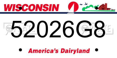 52026G8 Wisconsin License Plate