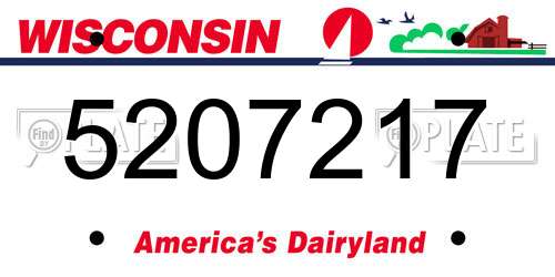 5207217 Wisconsin License Plate