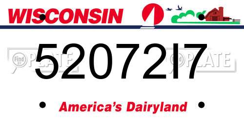 52072I7 Wisconsin License Plate