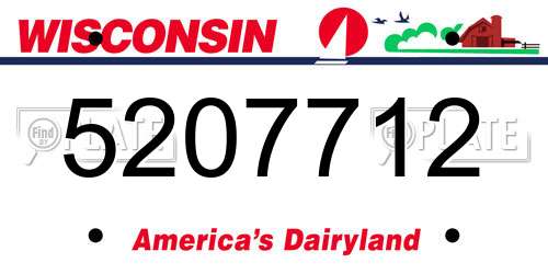 5207712 Wisconsin License Plate