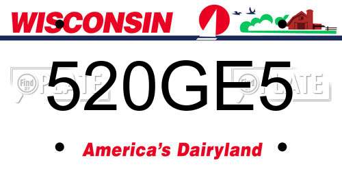 520GE5 Wisconsin License Plate