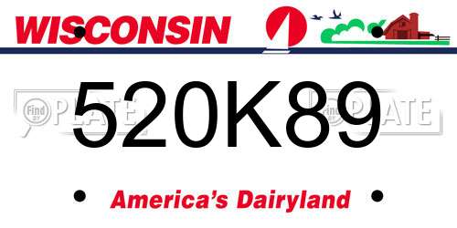 520K89 Wisconsin License Plate