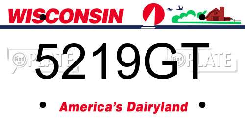 5219GT Wisconsin License Plate