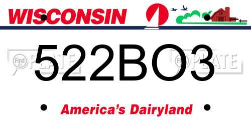 522BO3 Wisconsin License Plate