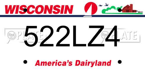 522LZ4 Wisconsin License Plate