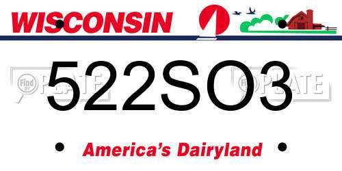 522SO3 Wisconsin License Plate