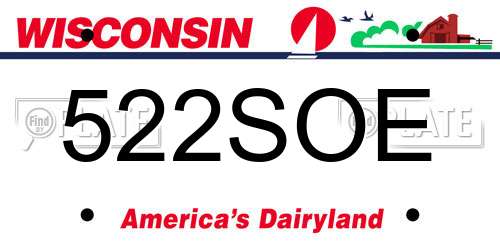 522SOE Wisconsin License Plate