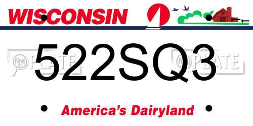 522SQ3 Wisconsin License Plate