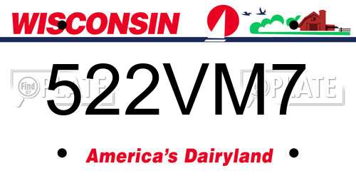 522VM7 Wisconsin License Plate