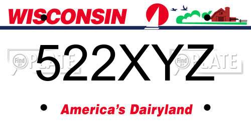 522XYZ Wisconsin License Plate