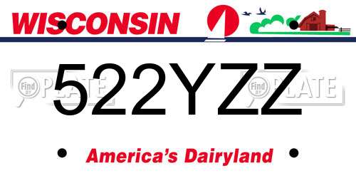 522YZZ Wisconsin License Plate