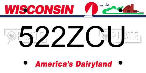 522ZCU Wisconsin License Plate