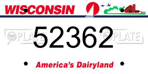 52362 Wisconsin License Plate