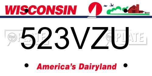 523VZU Wisconsin License Plate