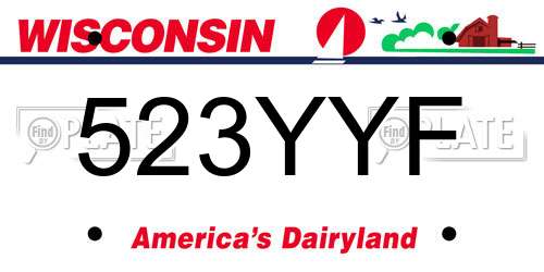 523YYF Wisconsin License Plate