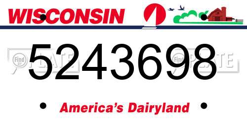 5243698 Wisconsin License Plate