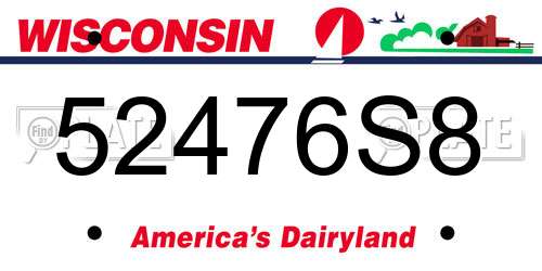 52476S8 Wisconsin License Plate