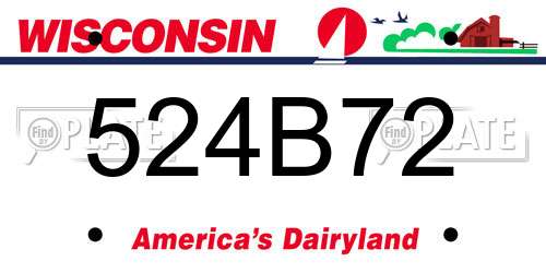 524B72 Wisconsin License Plate