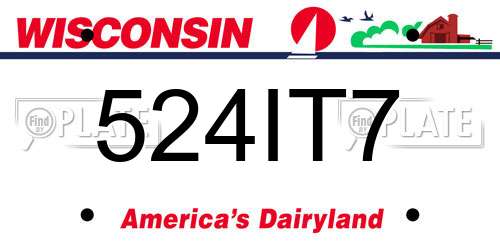 524IT7 Wisconsin License Plate