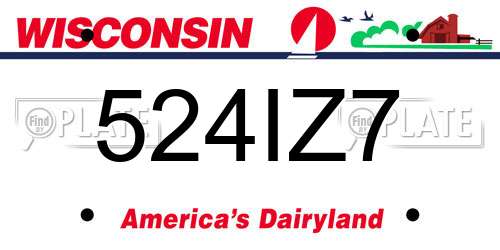524IZ7 Wisconsin License Plate