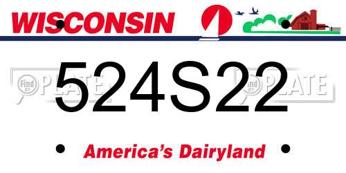 524S22 Wisconsin License Plate